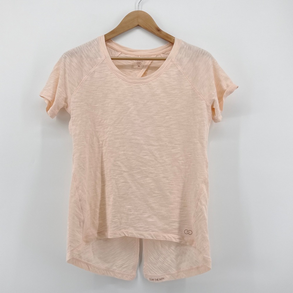 Calia by Carrie Underwood Peach Open Back Twist Slub Knit T-Shirt Womens Medium